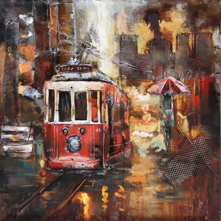 Schilderij Metaal 3D Tram