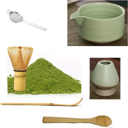 Bovista Matcha Set - Starterkit - Klopper - Matcha Thee Set - Matcha Whisk - 6 stuk - Groen