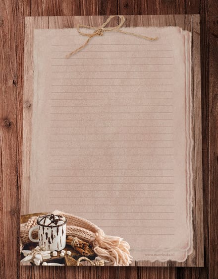 Briefpapier - 24 vellen A4 formaat - Warme Choco - Meer Leuks - Postpapier Winter