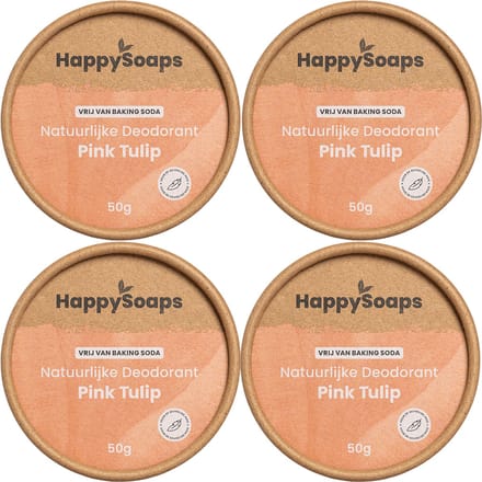 4x HappySoaps Natuurlijke Deodorant Pink Tulip (1 jaar voorraad)