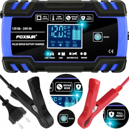 FOXSUR Acculader Druppellader - 12V & 24V - voor motor, auto, vrachtwagen, boot