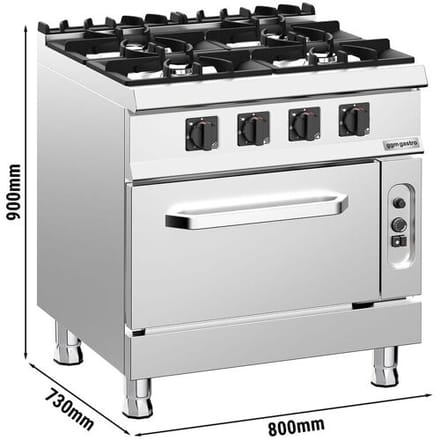 GGM Gastro Gasherd - 32 kW - 4 Brenner - inkl. Gasbackofen Statisch - 6 kW
