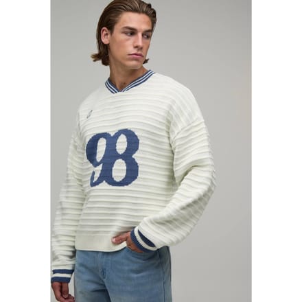 Relaxed Boxy Geribbelde Gebreide Sporttop | Ecru | Size Medium