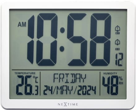 Digitale Tafel-/Wandklok 17,3x14x2,7 cm - RCC - Weerstation - Temperatuur - Wit - ABS - NeXtime Oneforall