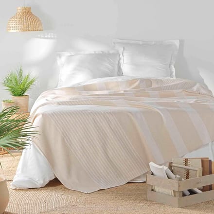 Famanu - Sprei (240 x 260 cm) Adele naturel, geweven katoen en polyester