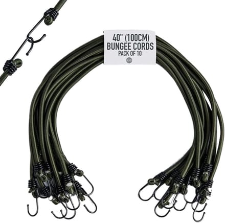 Spanbanden Set - Elastische Touwen - Lading Zekeren - Dubbele Haken - 100 cm 10 Stuks - Leger Groen