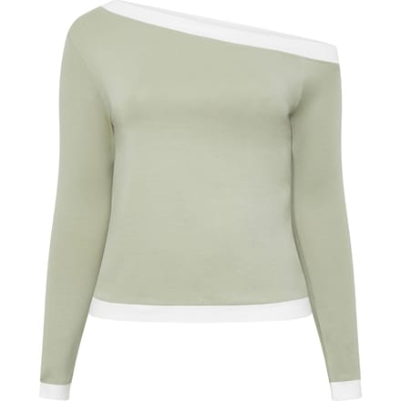 Limited Collection Saliegroen Contrasterende Top Met Blote Schouders Size 48