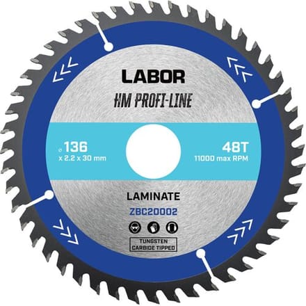 Labor HM cirkelzaagblad laminaat 136x20x2,2mm 48T