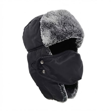 Somstyle Pilotenmuts - Russische Muts - Pluche Wintermuts Dames & Heren - Ushanka - Zwart / Grijs