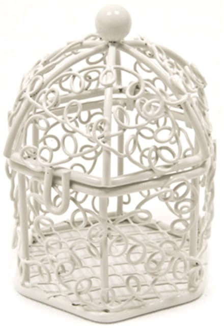 HOBI - Mini witte metalen vogelkooi 5,5 x 4,5 cm voor suikerbonen