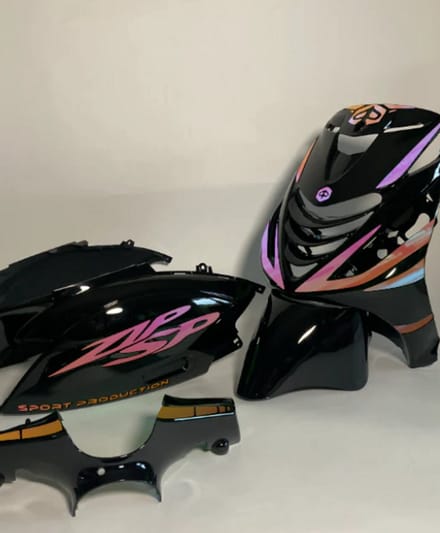 Piaggio Zip Stickerset - Sport Production - Geel/paars cameleon