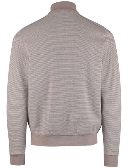 Half zip trui Bugatti grijs wit gestreept
