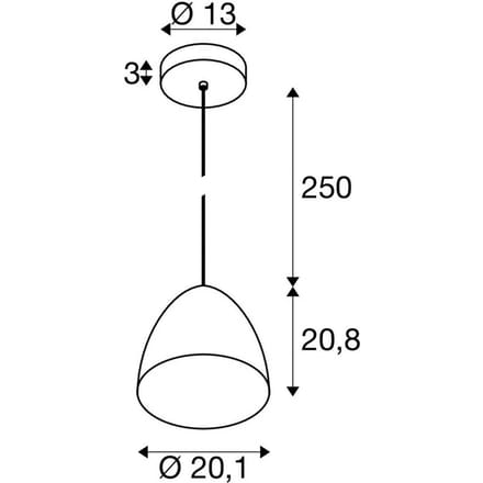 SLV hanglamp Para Cone, Ø 30 cm, zwart/goudkleurig