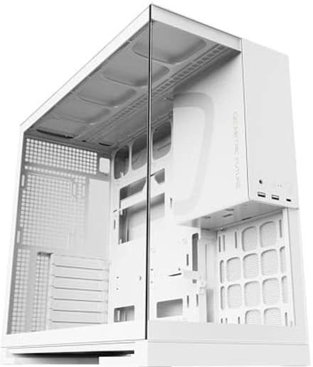 Geometric Future Mid Tower Gaming Case - E-ATX/ATX, Gereedschaploze Panelen, Ondersteunt 420/360 Radiatoren, Wit