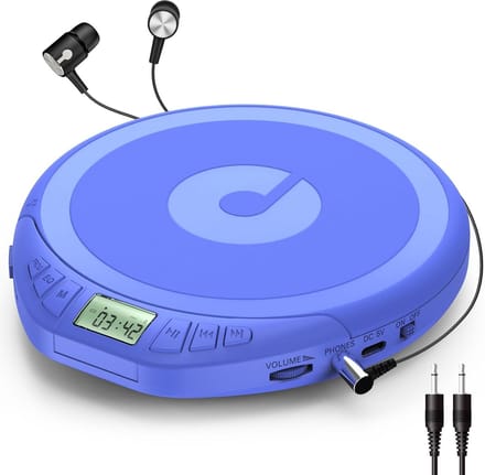 Draagbare CD-speler met Hoofdtelefoon, USB-C Opladen en Anti-Schok