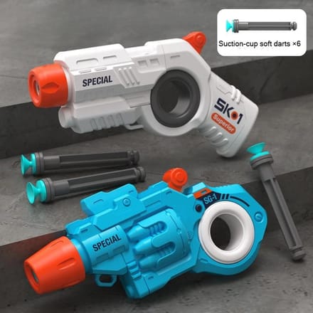 Fidget Spinner Ring EDC Launcher Mini Blaster 2 STUKS met 6 Zuignap Pijltjes Stressverlichting Interactief Educatief Speelgoed Cadeau voor Kinderen white