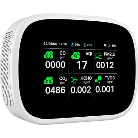 WiFi 11-in-1 Luchtkwaliteitsmonitor Binnenshuis Vochtigheidsmonitor zwart