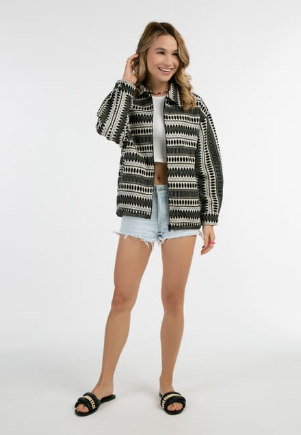 IZIA Oversized blouson Dames zwart en wit