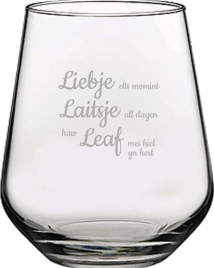 Drinkglas gegraveerd - 42,5cl - Liebje Laitsje Leaf