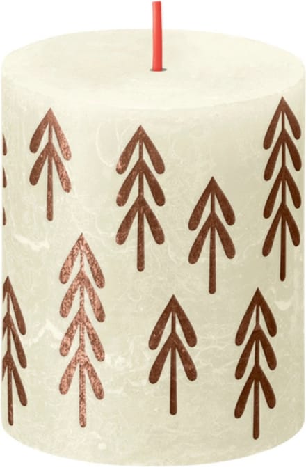 Bolsius - Rustiek stompkaars - Printed - 80/68 - 1 Stuk - Soft Pearl