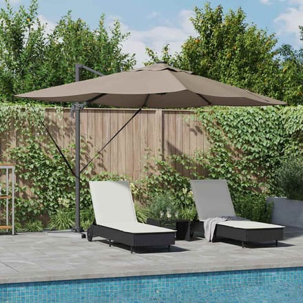 vidaXL - Parasol - 352 - x - 251 - x - 265 - cm - Polyester - en - Aluminium - Taupe