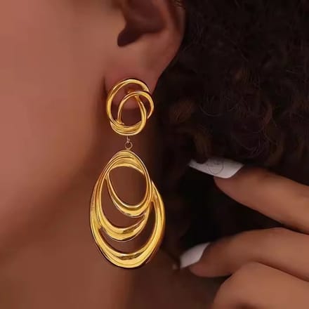 Grote Statement Oorhangers Waves | Stainless Steel Goud
