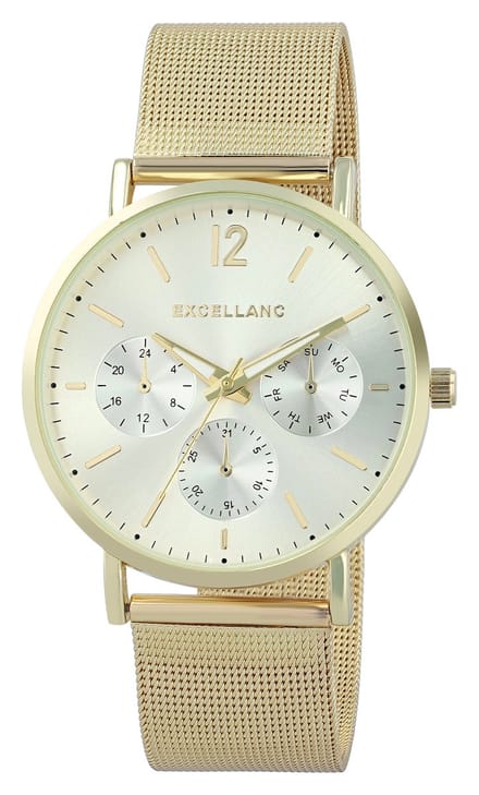EXCELLANC Herenhorloge roestvrij staal Mineraalglas