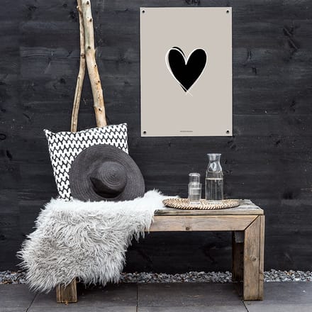 MOODZ design | Tuinposter | Buitenposter | Hart | 70 x 100 cm | Zand