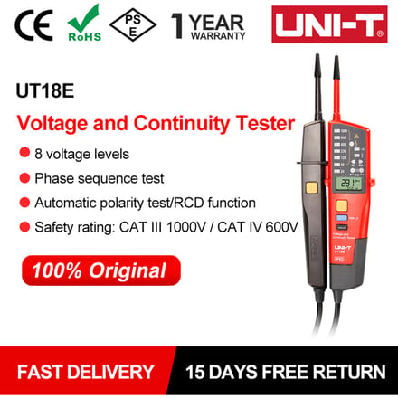 UNI-T UT18E 1000V AC DC Digitale Voltmeter Continuïteitstester Fasevolgorde Test Spanningsindicator Frequentiemeter LCD-scherm