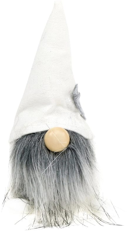 Kerstelfen met baard wit, grijs 12cm 4 st