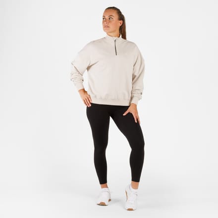 ZEUZ Dames Oversized Sweater 1/4 Zip – Comfort Sporttrui - Beige - XS