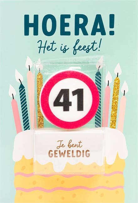 Verjaardagskaart met kaars | 41 jaar | Je bent geweldig