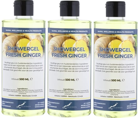 Douchegel Fresh Ginger 500 ml - met klepdop - set van 3 stuks - Showergel