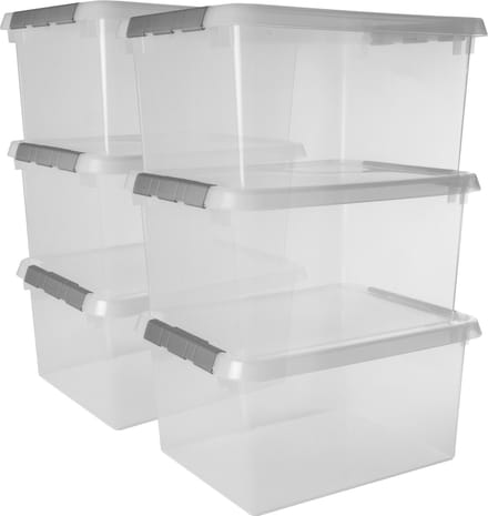 Sunware Comfort Line opbergbox 36L - Set van 6 - 50x40x26 cm - Transparant