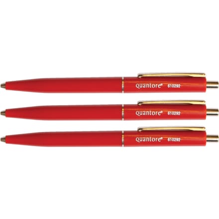 Balpen Quantore drukknop met metalen clip rood medium