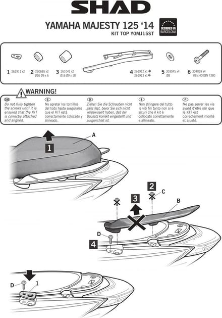 Support top case Shad TOP MASTER pour scooter Yamaha Majesty 125 S Y0MJ15ST Neuf