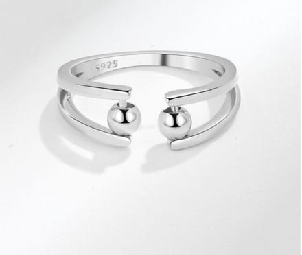 Anxiety (angst) Ring - stress Ring - Bolletjes Anxiety Ring - Silver Draaibare Ring Dames - Spinning Ring - Spinner Ring - One size