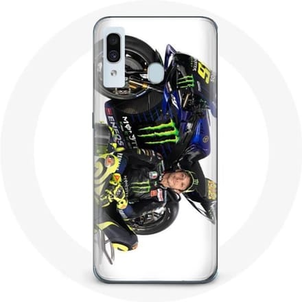 Case voor Samsung Galaxy A40 Valentino Rossi Speed ​​driver witte achtergrond