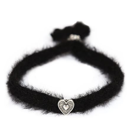 Armband fluffy zwart zilver