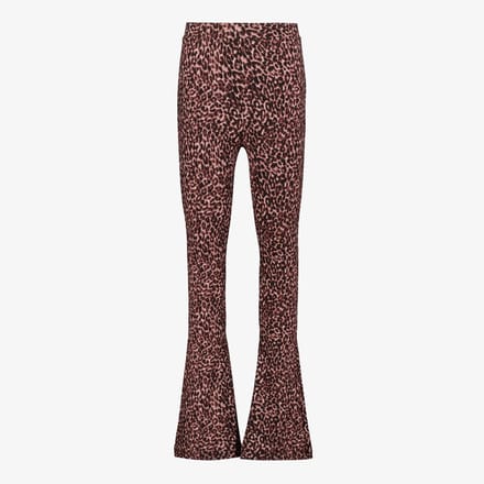 TwoDay flared meisjes broek met panterprint bruin - Maat 170/176