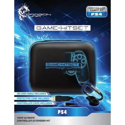 Dragon War – Gamer Kit - Beschermhoes voor Playstation 4 Controller – incl. Laadkabel 3m en controller caps