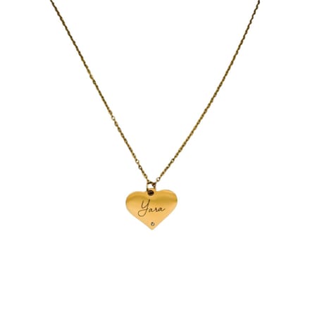 Graveerbare Ketting Hart met Steentje en Naam Goud