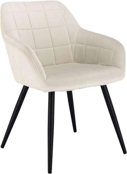 Bolt Edge Eetkamerstoelen - Velvet Creme - Armleuning - Set van 1 - Kuipstoel