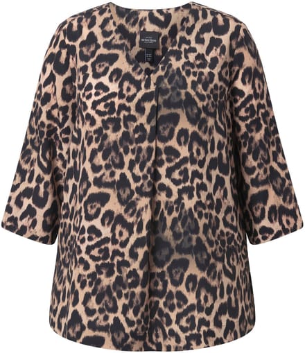 Ulla Popken - Dames - Lyocell tuniek leodesign V-hals 3/4-mouw - Dennenbruin - Maat 42+