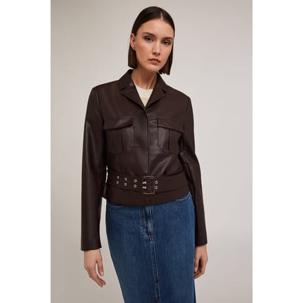 Motivi Coated Fabric Jacket With Belt Brown Maat: 40 | Lichte Jassen Outlet | Dames | Bruin
