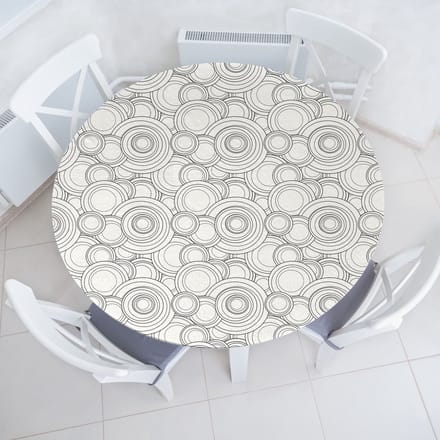 ABAKUHAUS Abstract Elastisch Rond Tafelkleed, Allround Elastisch Tafelkleed, 114 cm - 142 cm, Grijs Wit Anthraciet Grijs