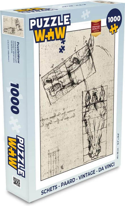 Puzzel Schets - Paard - Vintage - Da Vinci - Legpuzzel - Puzzel 1000 stukjes volwassenen