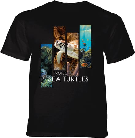 T-shirt Protect Sea Turtle Split Portrait Black S