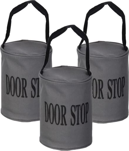 Esschert Design Canvas deurstopper grijs - Set van 3x stuks - met handvat - 16 x 12.5 cm - 2.4 kg