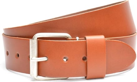 Moderiemen 5cm brede lederen jeans riem - 100% leder - cognac - Maat 85 - totale lengte 100 cm